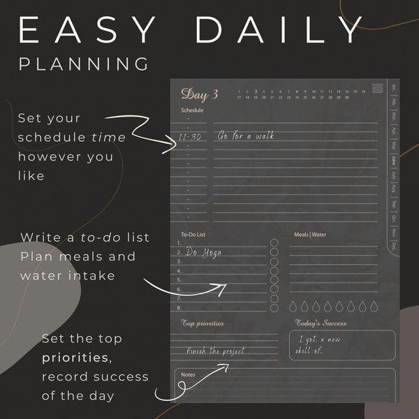 Aesthetic Dark Digital Planner for Daily Routine and Life Go | Inspire Uplift