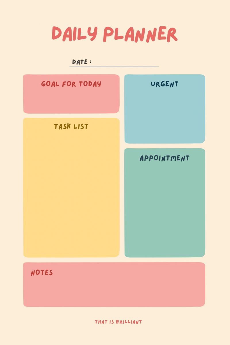 Aesthetic Daily Planner Free Printable | Goal Planner For Organization in 2022 | Free daily ...